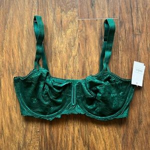 Dark Green Lace Bra 36DD NWT